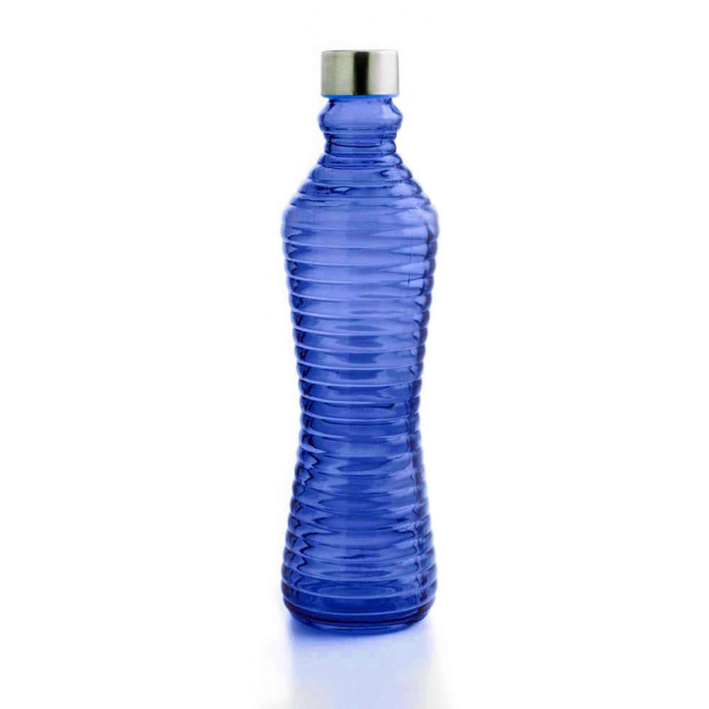 Asociación Intuición mostrar Botella de cristal 1 L Line Quid azul turquesa tapa hermética